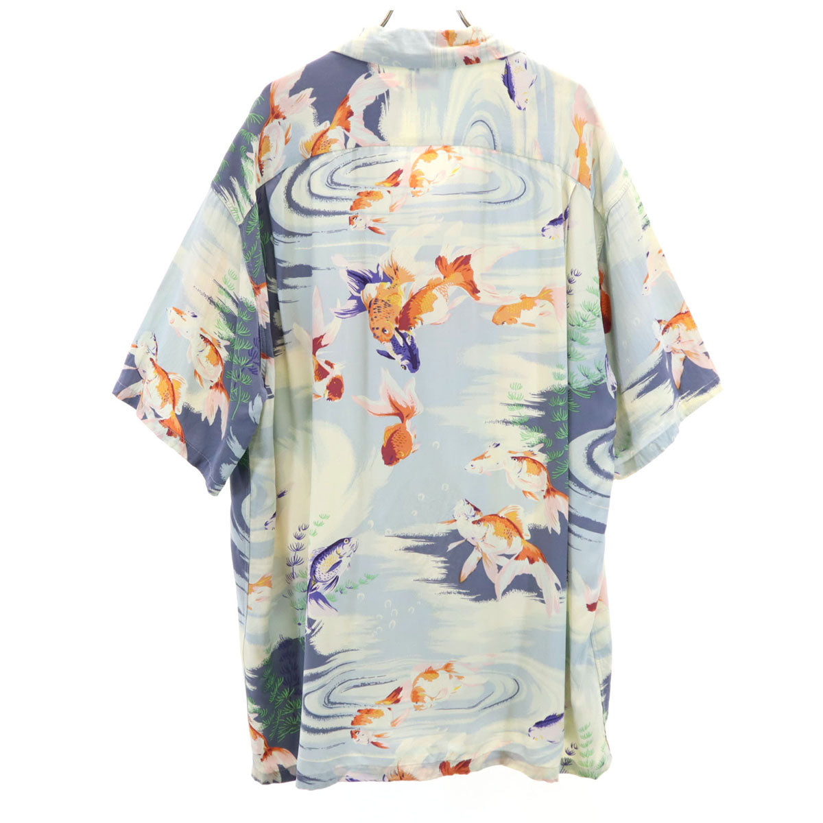 SUN SURF サンサーフ 日本製 GOLD FISH 金魚柄 半袖 アロハシャツ XL 水色 東洋エンタープライズ SS38027 メンズ