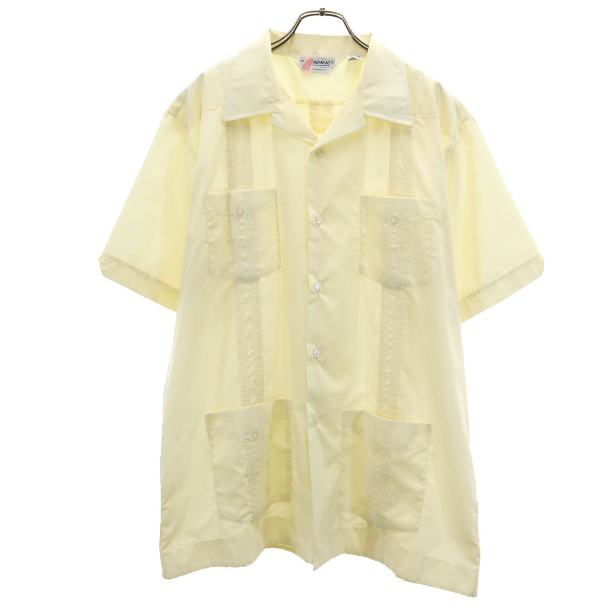 ROMANI ロマーニ 90s オールド 半袖 キューバシャツ XL ペールイエロー メンズ