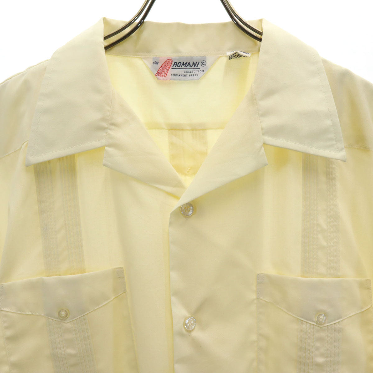 ROMANI ロマーニ 90s オールド 半袖 キューバシャツ XL ペールイエロー メンズ