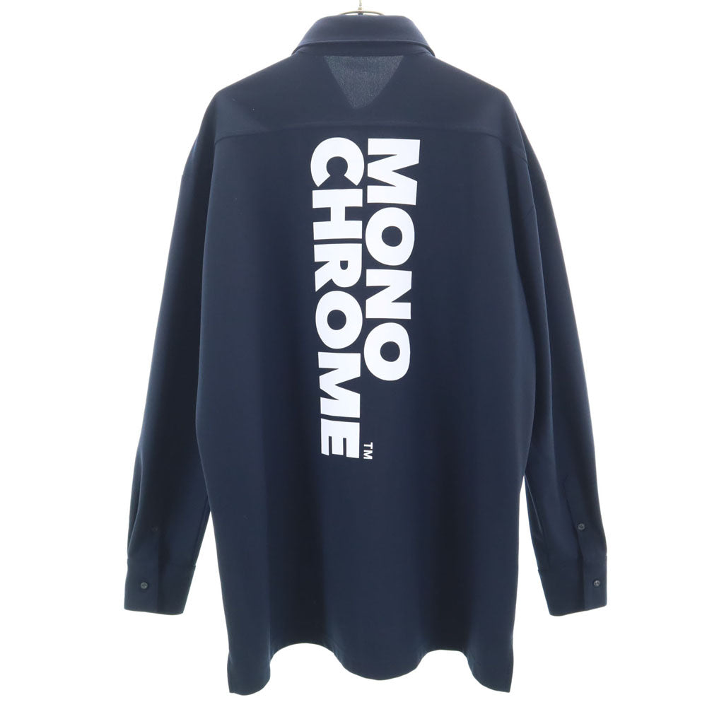 MONOCROM モノクローム バックロゴ 長袖 ボタンダウンシャツ ネイビー ストレッチ メンズ