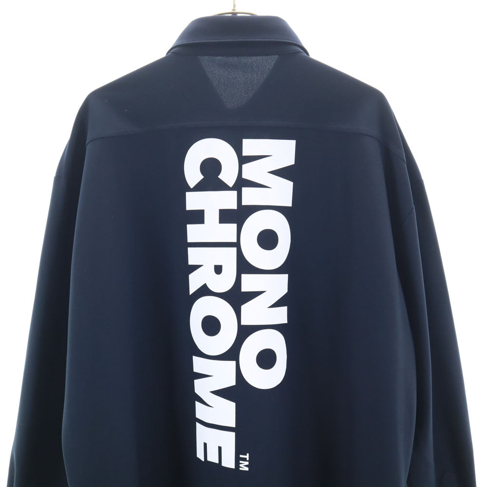 MONOCROM モノクローム バックロゴ 長袖 ボタンダウンシャツ ネイビー ストレッチ メンズ