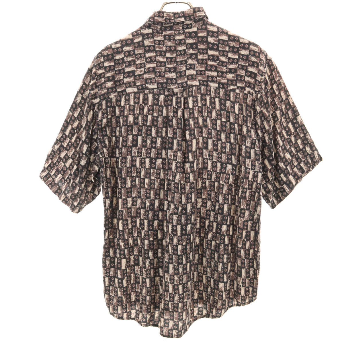 90s 00s オールド 総柄 半袖 シャツ ブラウン メンズ