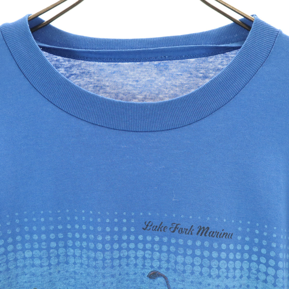 90s オールド フィッシュ プリント 半袖 Tシャツ ブルー シングルステッチ メンズ