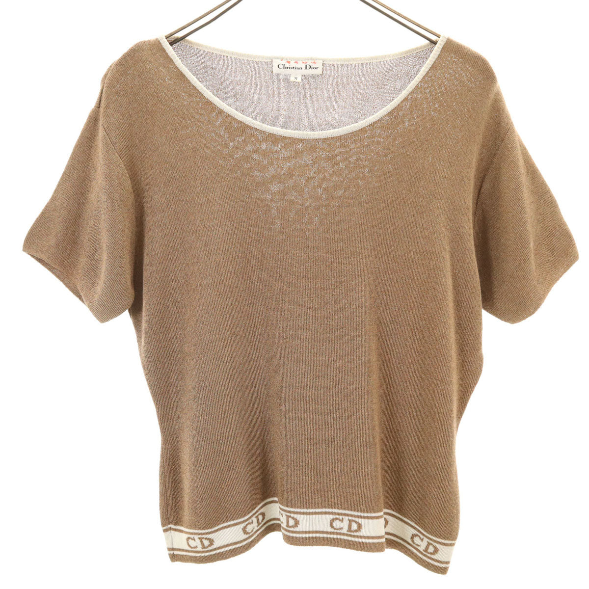 Christian Dior クリスチャンディオール 90s オールド 半袖 ニット M ブラウン レディース