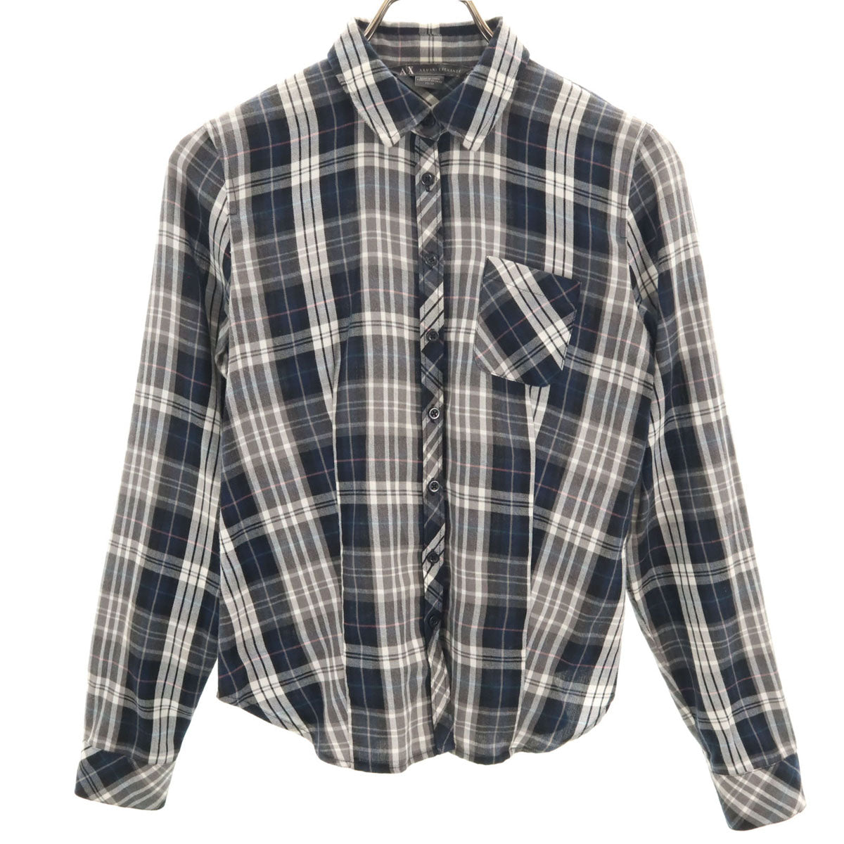 ARMANI EXCHANGE アルマーニエクスチェンジ チェック柄 長袖 シャツ XS 黒系 レディース