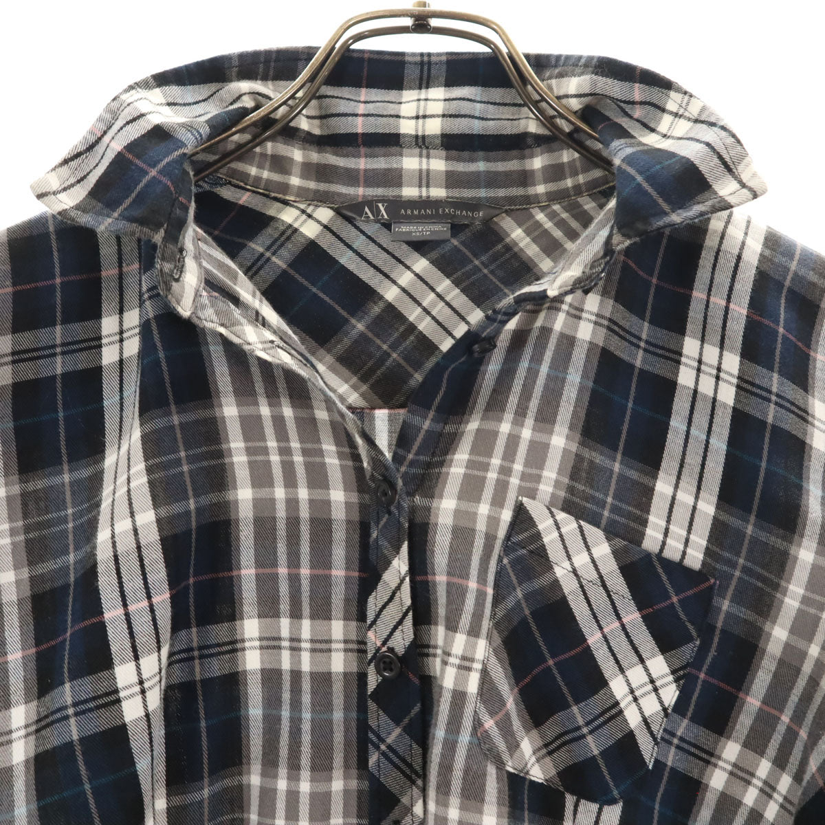 ARMANI EXCHANGE アルマーニエクスチェンジ チェック柄 長袖 シャツ XS 黒系 レディース