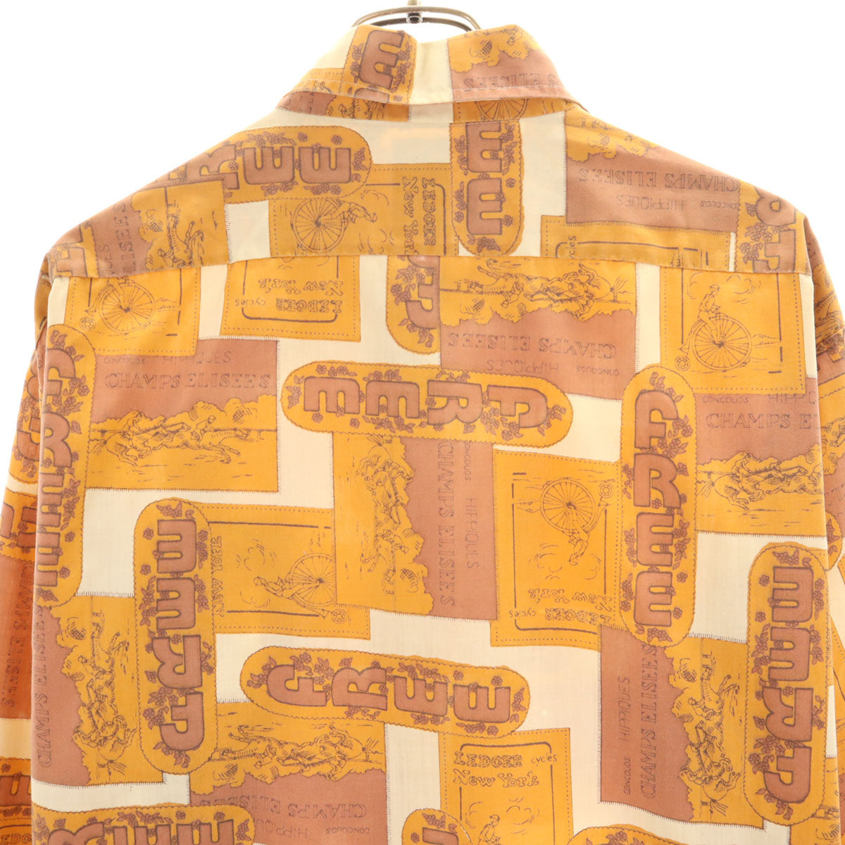 JP2 70s ヴィンテージ 総柄 長袖 シャツ XL イエロー系 メンズ