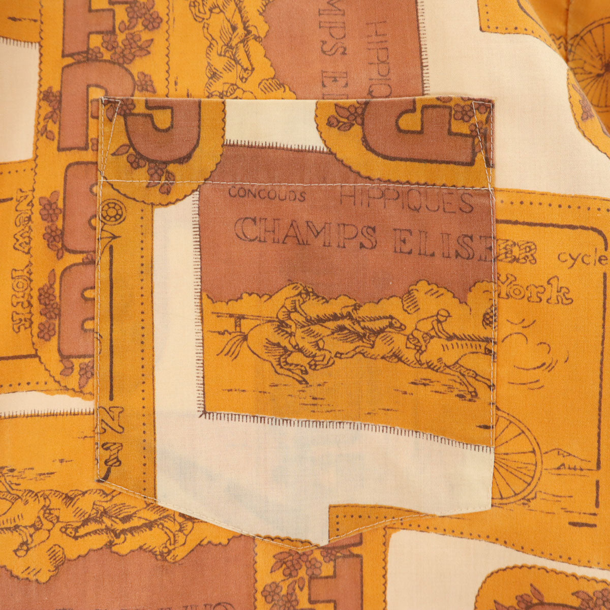 JP2 70s ヴィンテージ 総柄 長袖 シャツ XL イエロー系 メンズ