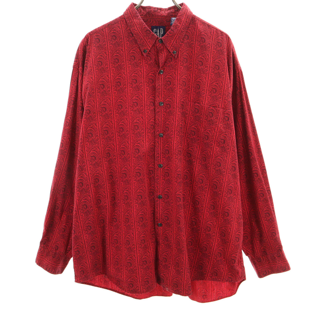GAP ギャップ 90s オールド ペイズリー柄 長袖 ボタンダウンシャツ XL レッド メンズ