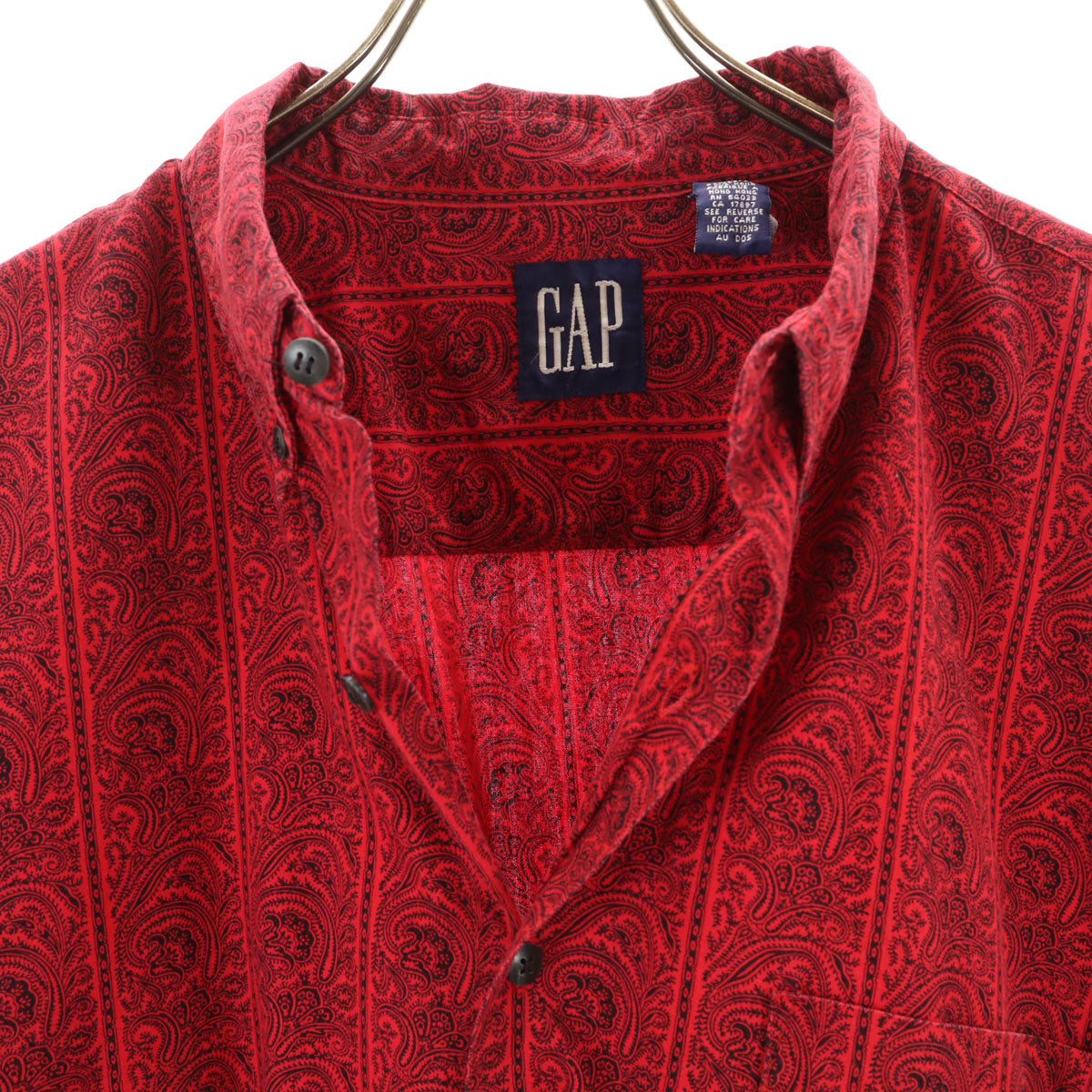 GAP ギャップ 90s オールド ペイズリー柄 長袖 ボタンダウンシャツ XL レッド メンズ