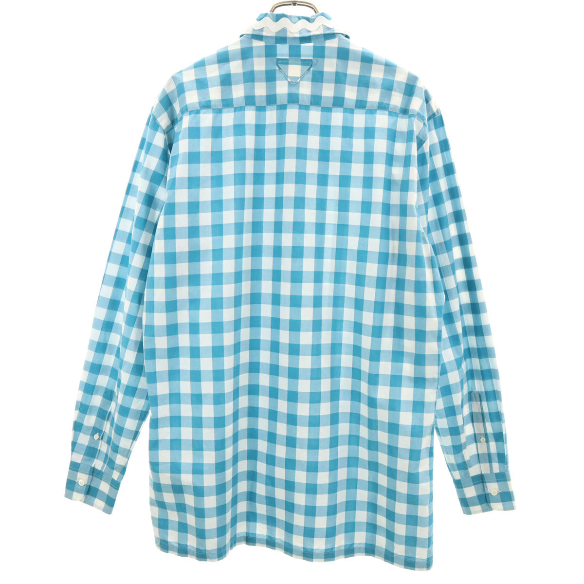 PRADA プラダ イタリア製 ギンガムチェック柄 長袖 コットンシャツ 42 ホワイト メンズ