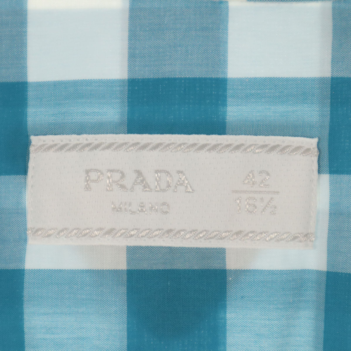 PRADA プラダ イタリア製 ギンガムチェック柄 長袖 コットンシャツ 42 ホワイト メンズ