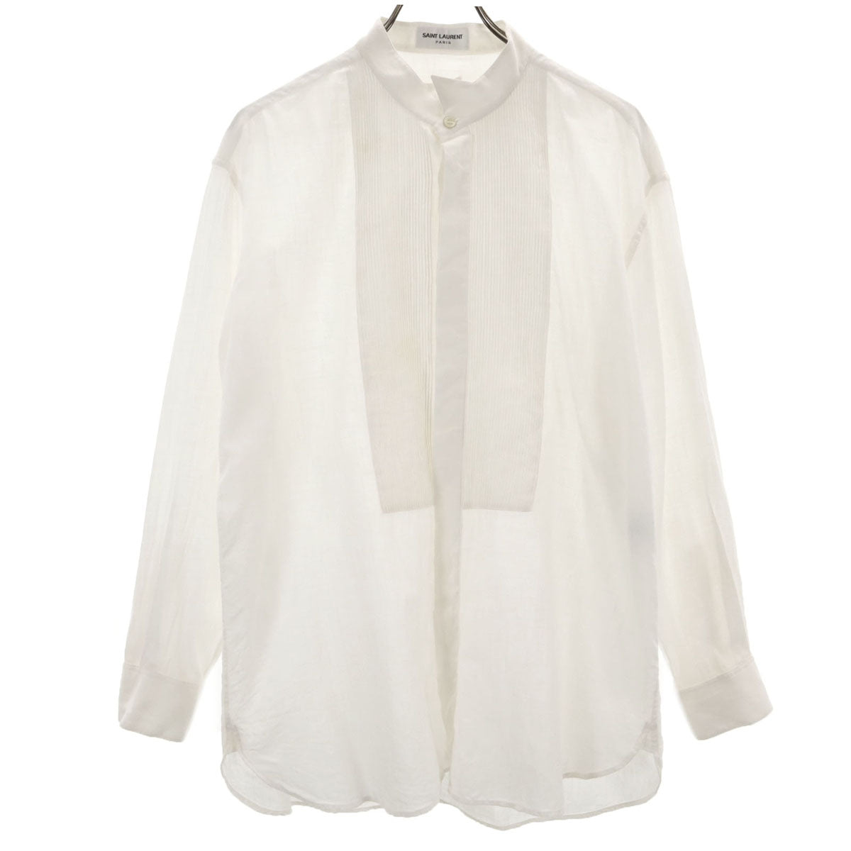 SAINT LAURENT サンローラン イタリア製 長袖 バンドカラーシャツ 42 ホワイト メンズ