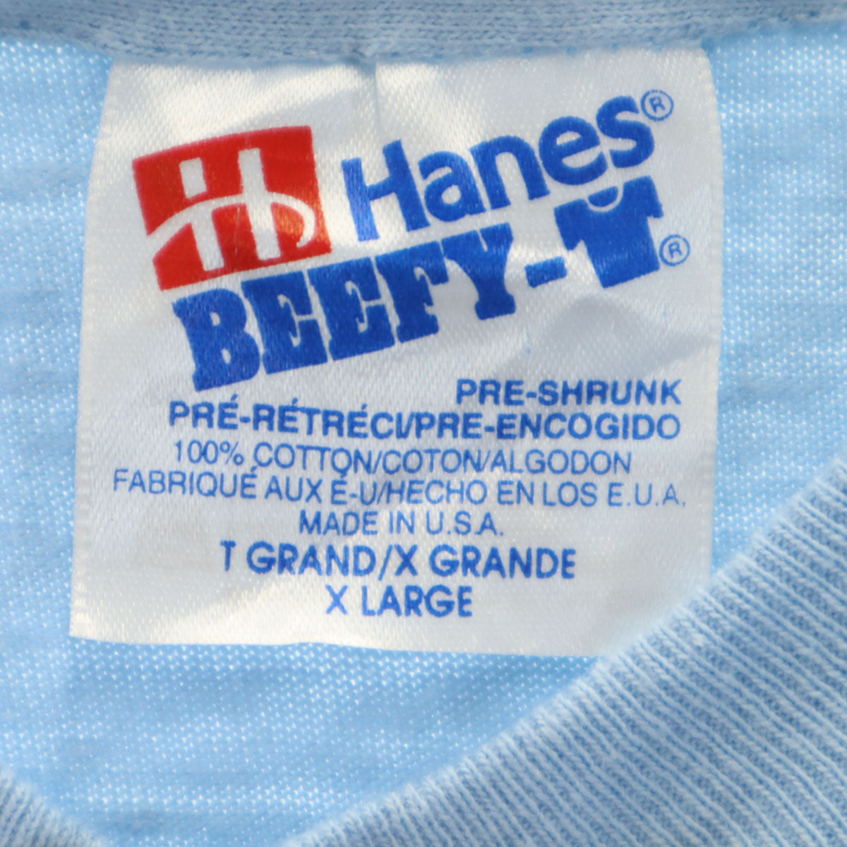 Hanes ヘインズ 90s USA製 オールド Darby Dental Supply 半袖 Tシャツ XL 水色 BEEFY-T シングルステッチ 企業モノ メンズ