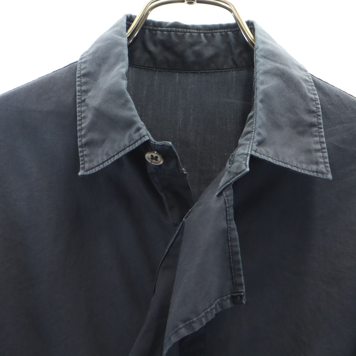 Y's ワイズ 日本製 長袖 アシメ シャツ 1 濃紺 ヨウジヤマモト 変形 レディース