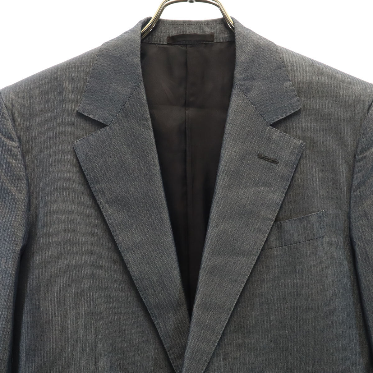 LOUIS VUITTON ルイヴィトン イタリア製 ヘリンボーン柄 デニムテーラードジャケット 46 チャコールグレー メンズ