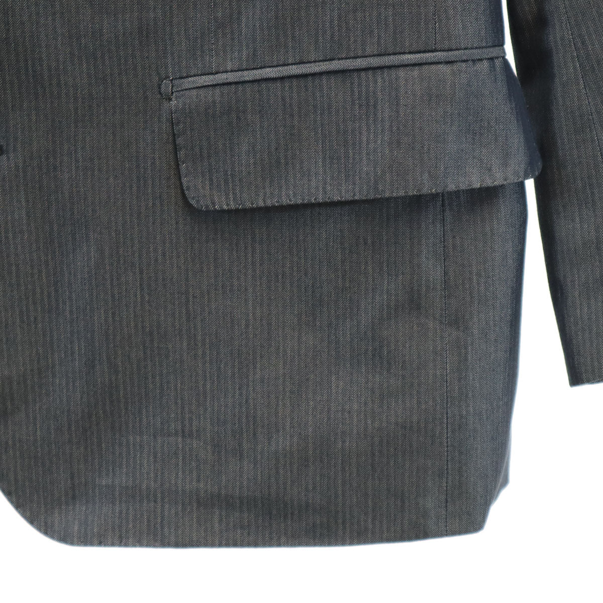 LOUIS VUITTON ルイヴィトン イタリア製 ヘリンボーン柄 デニムテーラードジャケット 46 チャコールグレー メンズ