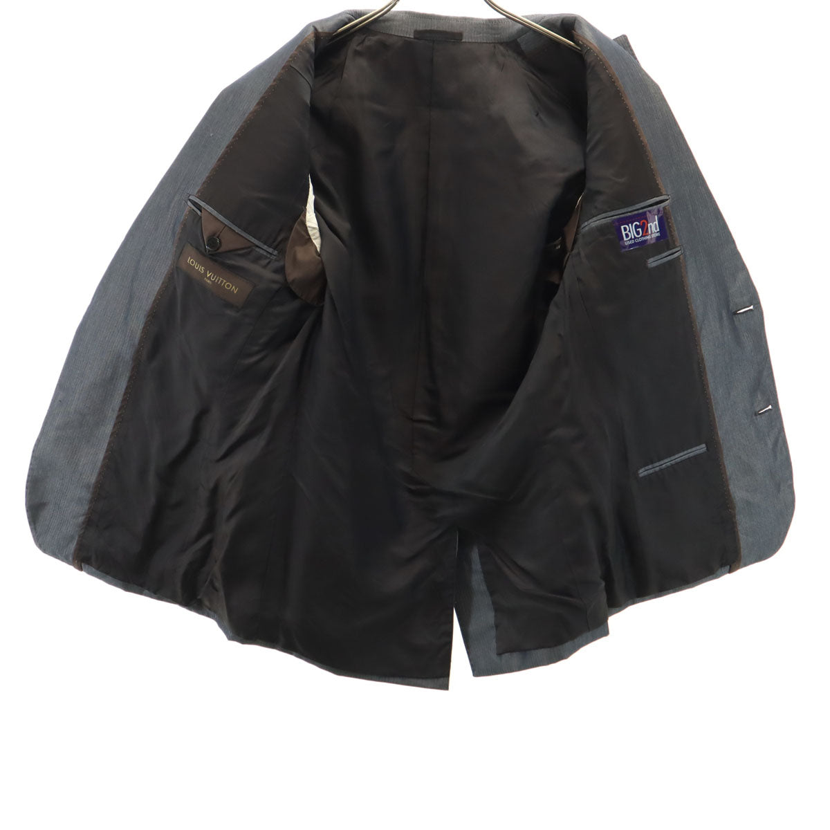 LOUIS VUITTON ルイヴィトン イタリア製 ヘリンボーン柄 デニムテーラードジャケット 46 チャコールグレー メンズ