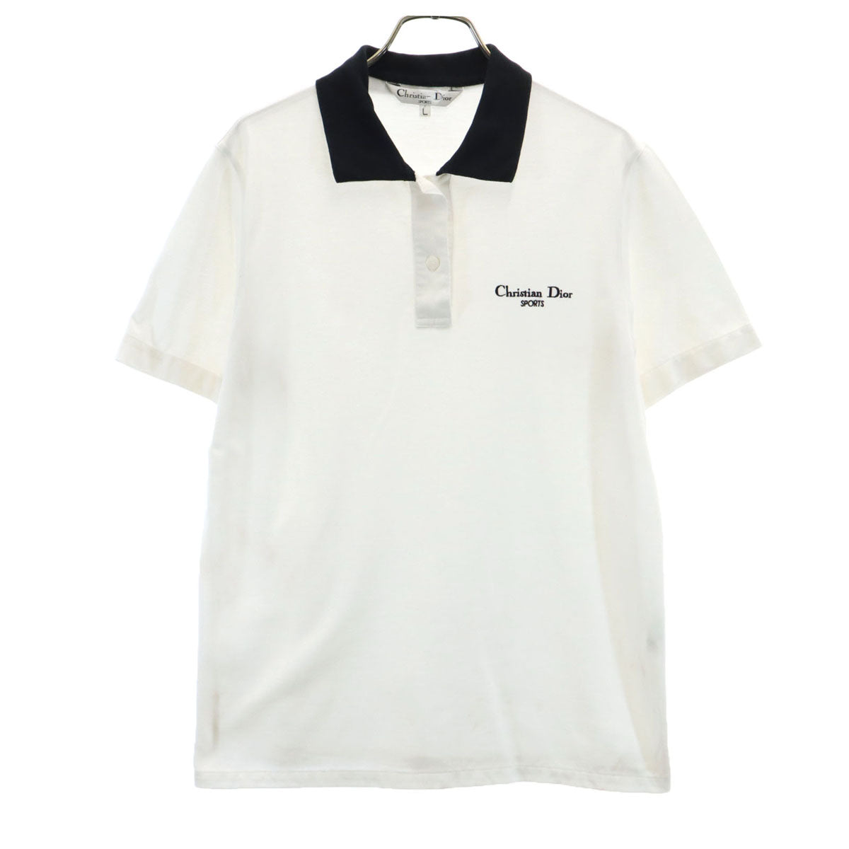 Christian Dior SPORTS クリスチャンディオールスポーツ 90s オールド 半袖 ポロシャツ L 白 鹿の子地 レディース