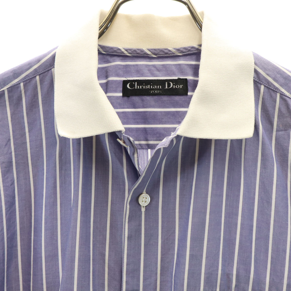 Christian Dior クリスチャンディオール 90s オールド ストライプ柄 半袖 シャツ M ネイビー系 メンズ