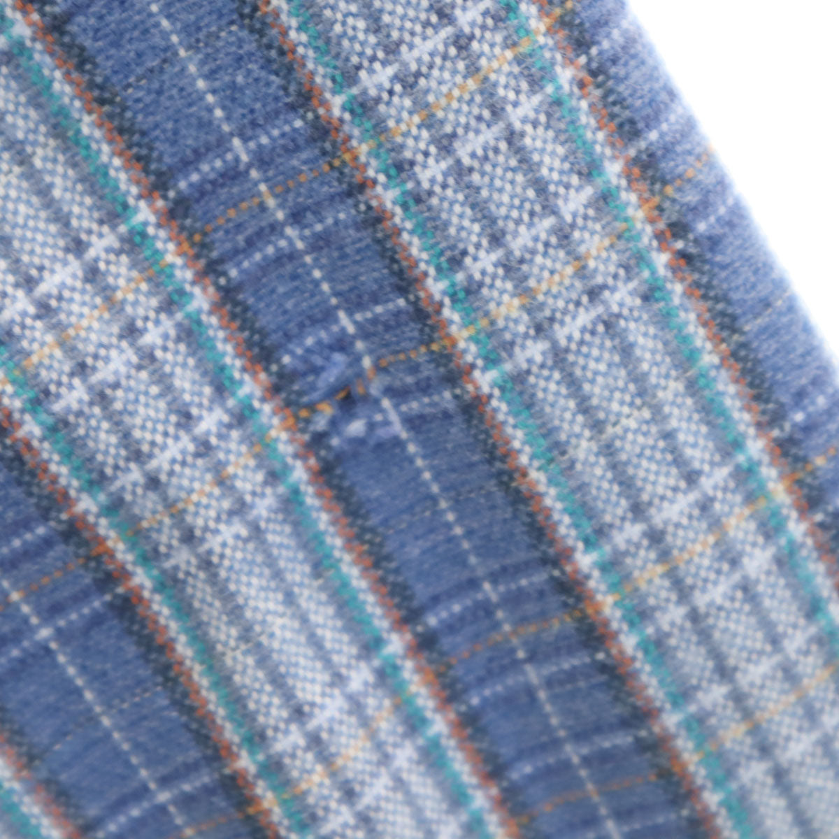 EURO WORK ユーロワーク 50s フランス製 グランパ マチ付き チェック柄 長袖 ハーフボタン グランパ シャツ 45 ブルー系 プルオーバー メンズ