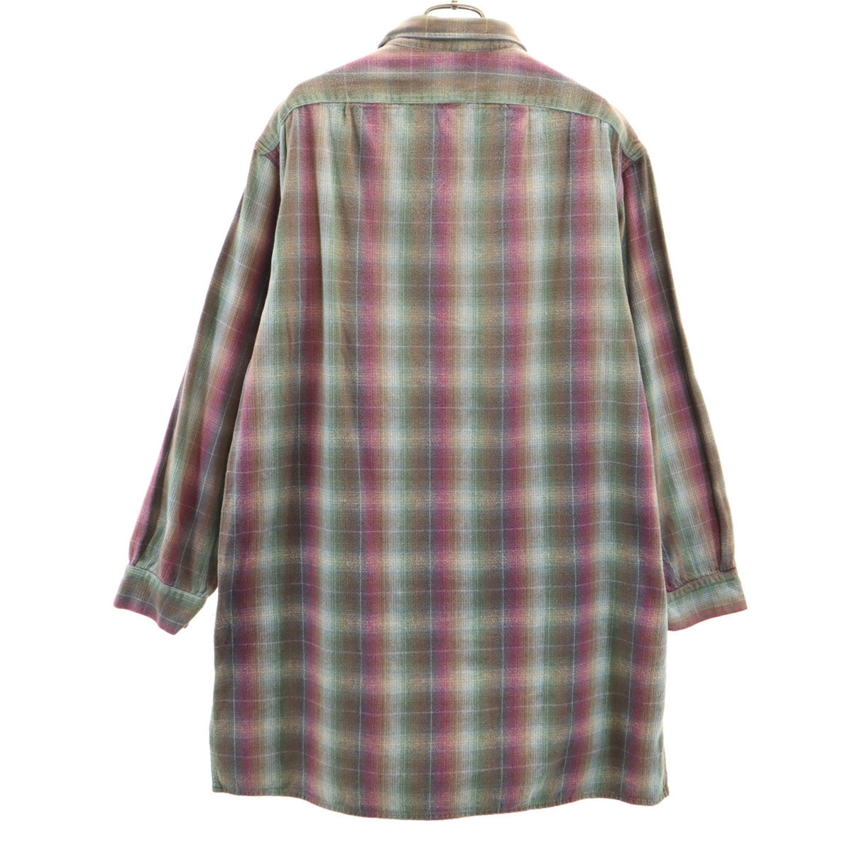 DOLMEN 60s 70s グランパ チェック柄 長袖 ハーフボタン グランパ シャツ プルオーバー メンズ