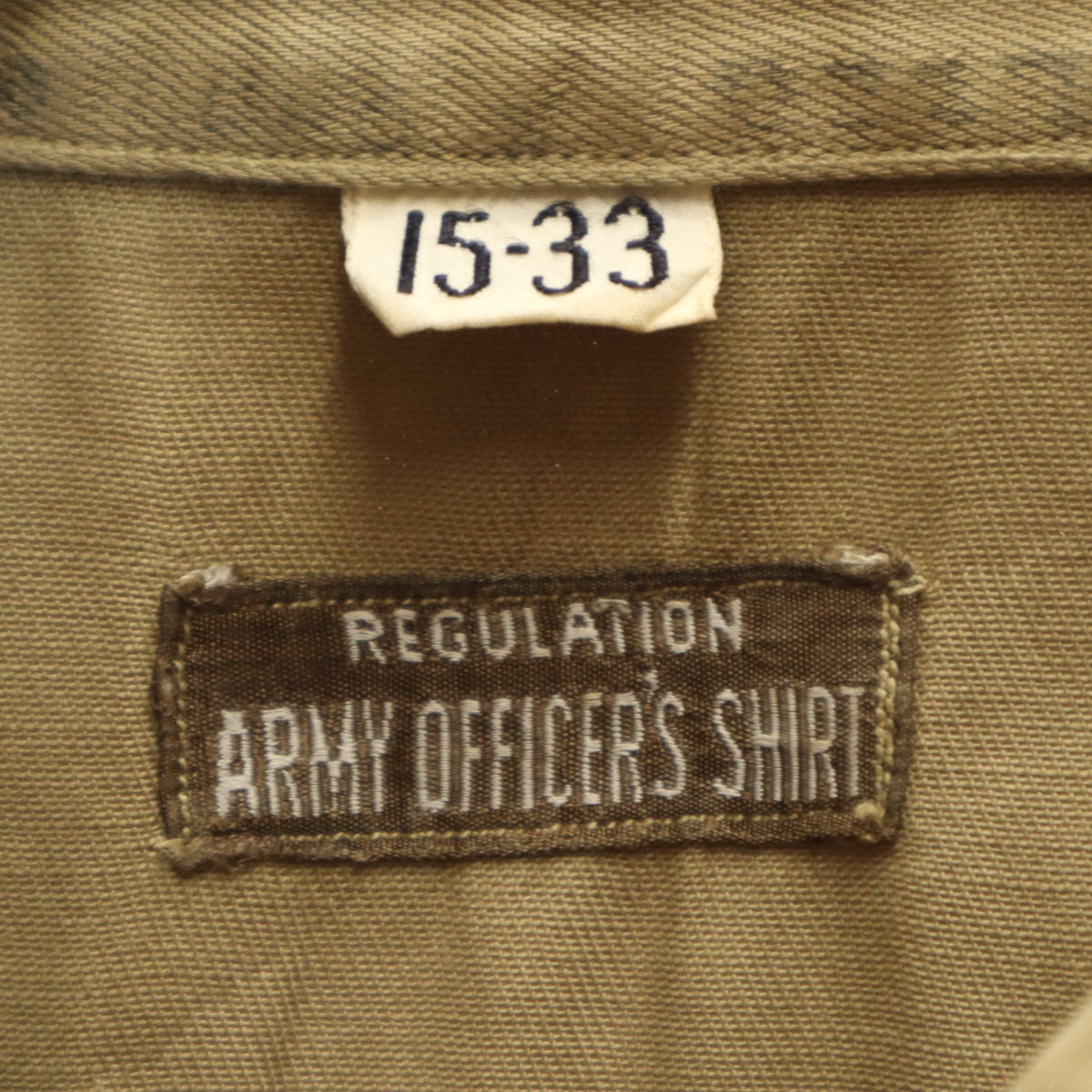 US ARMY アメリカ軍 40s WW2 ヴィンテージ 長袖 陸軍将校 ミリタリーシャツ 15-33 カーキ メンズ