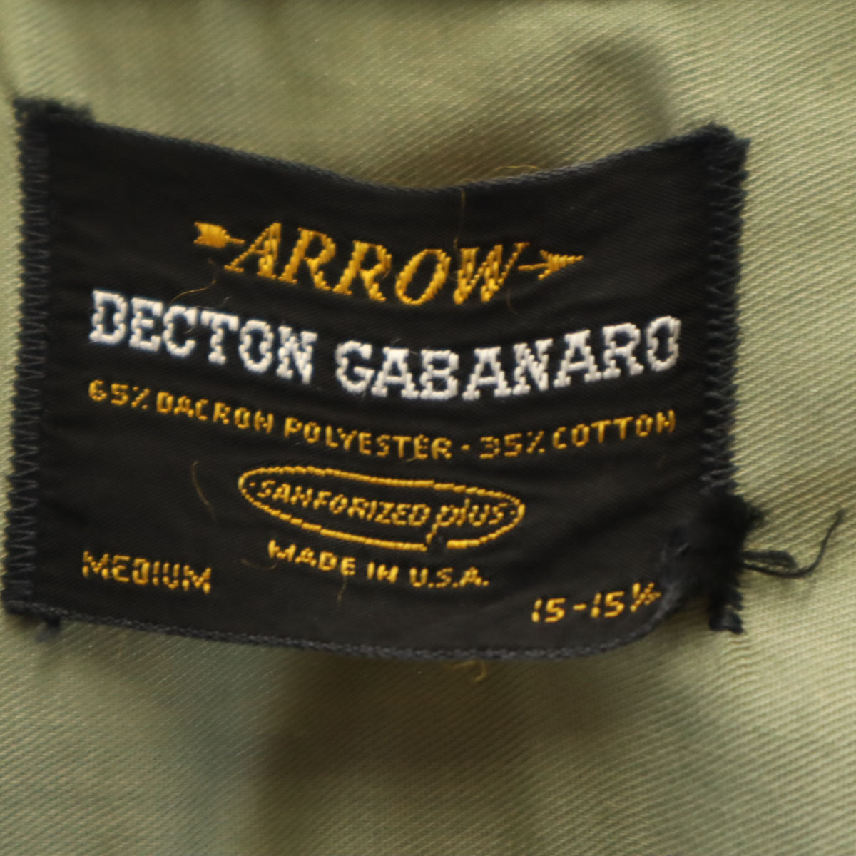 ARROW アロー 70s ヴィンテージ 長袖 オープンカラー ミリタリーシャツ 15-151/2 カーキ メンズ