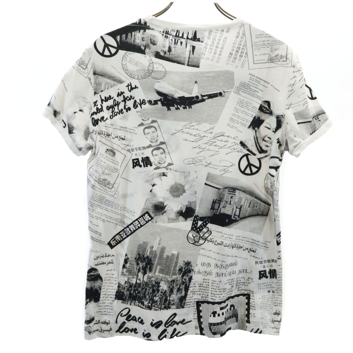 D&G DOLCE&GABBANA ディーアンドジー ドルチェアンドガッバーナ ニュースペーパー プリント 半袖 Tシャツ L ホワイト レディース