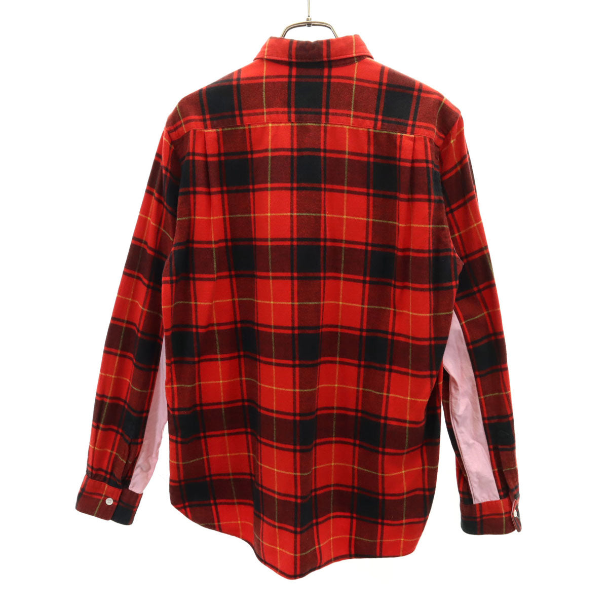 COMME des GARCONS HOMME コムデギャルソンオム 2010年 日本製 タータンチェック柄 長袖 ネルシャツ XS レッド メンズ