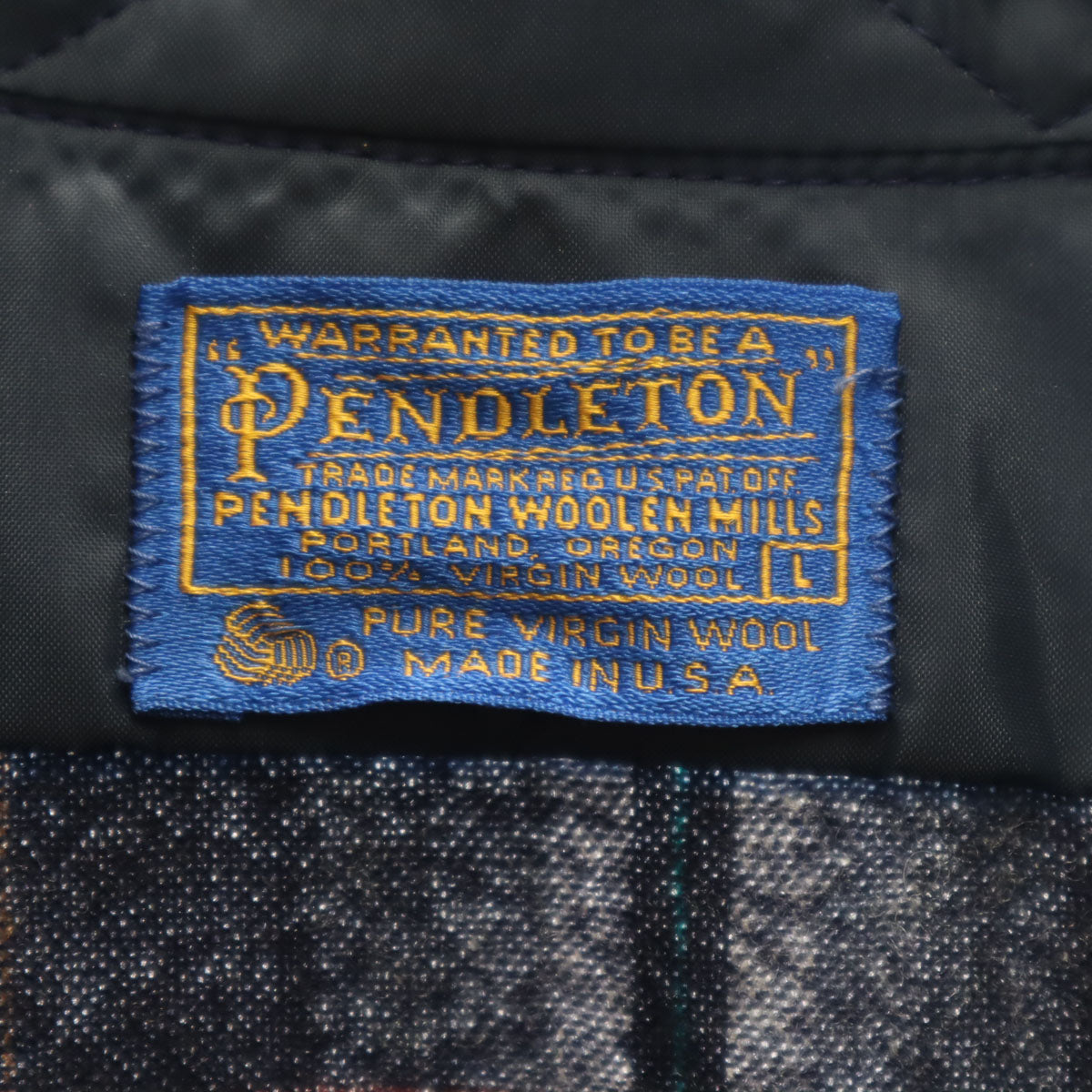 PENDLETON ペンドルトン 70s USA製 ヴィンテージ チェック柄 長袖 ネルシャツ L ネイビー メンズ