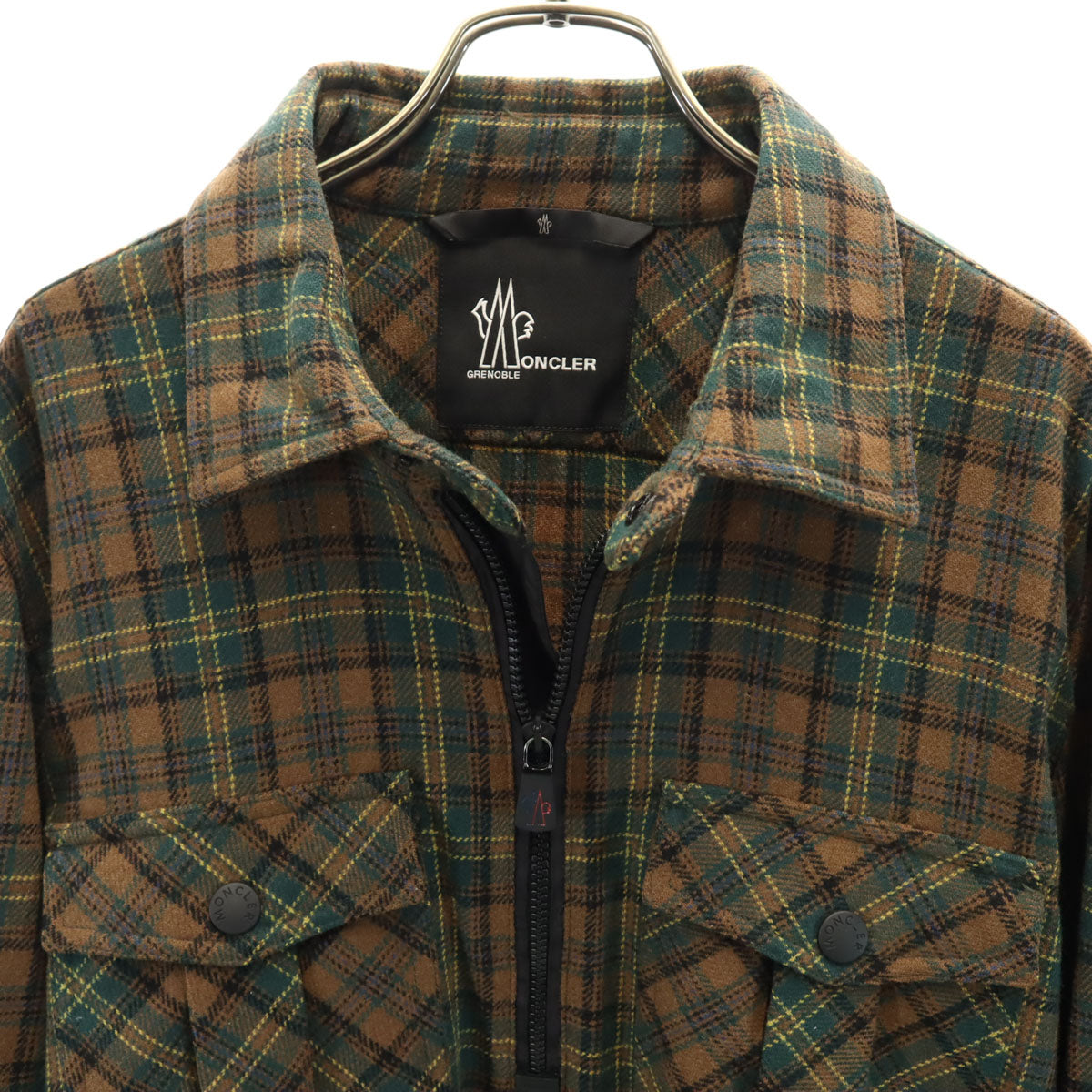 MONCLER モンクレール 長袖 ハーフジップ ネルシャツ L ブラウン系 プルオーバー メンズ