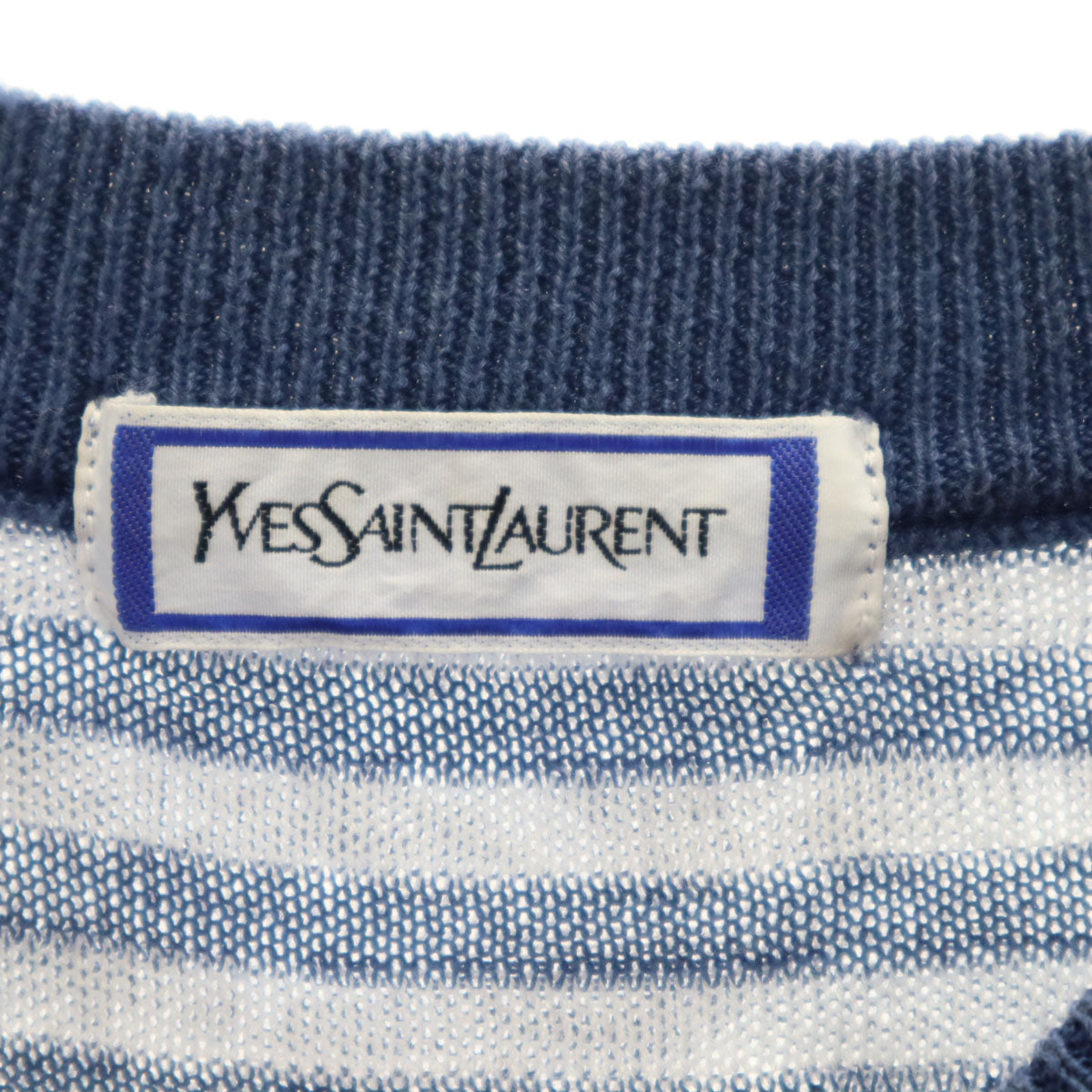 YVES SAINT LAURENT イヴサンローラン 90s オールド 総柄 長袖 セーター L ネイビー ニット メンズ