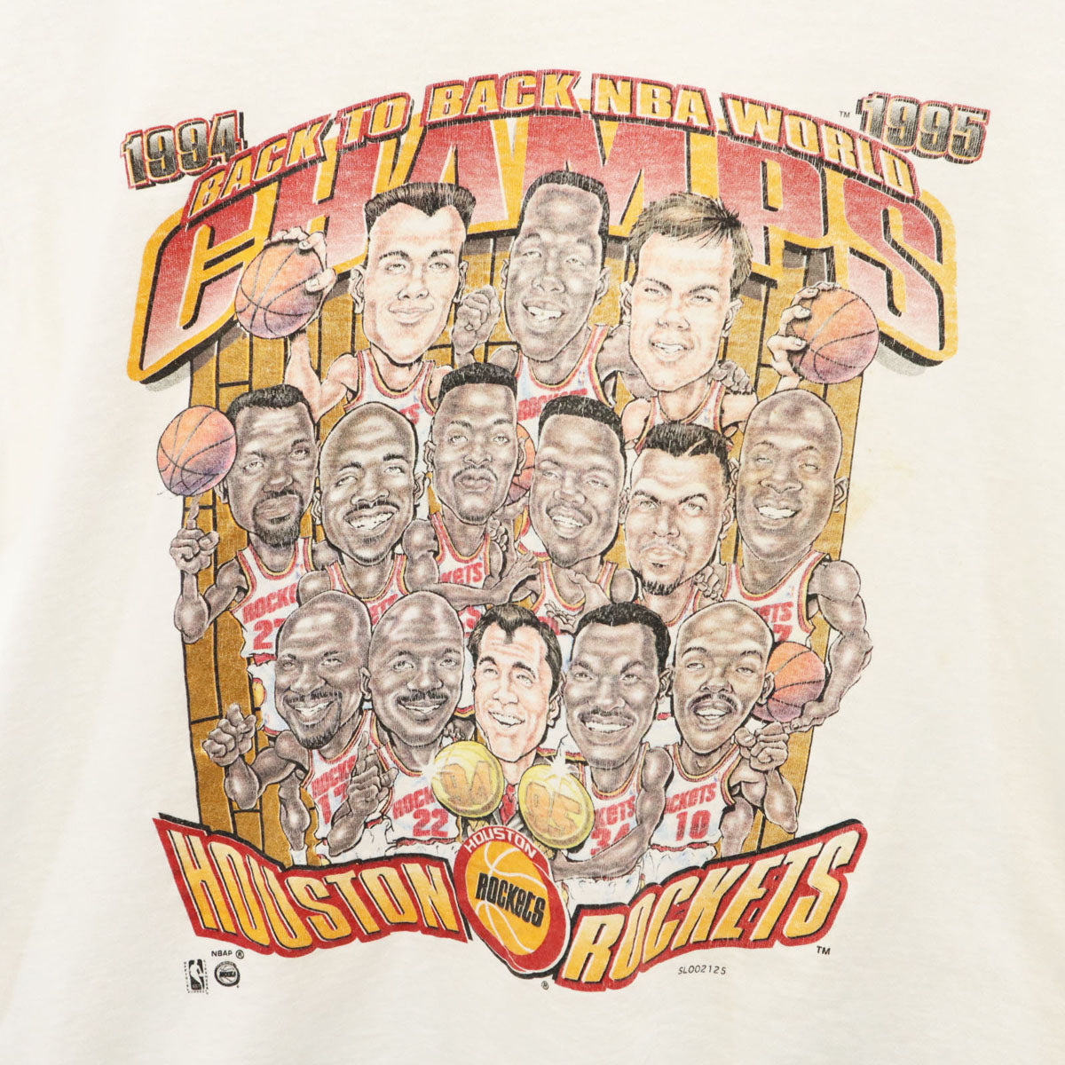 SALEM セイラム 90s USA製 オールド ヒューストンロケッツ プリント 半袖 Tシャツ L ホワイト メンズ