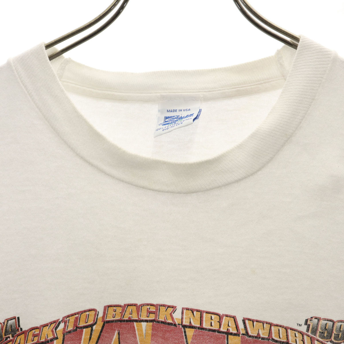 SALEM セイラム 90s USA製 オールド ヒューストンロケッツ プリント 半袖 Tシャツ L ホワイト メンズ