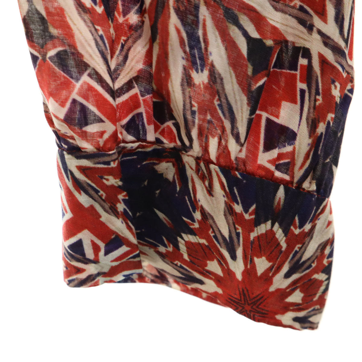 Paul+ Paul Smith ポールプラス ポールスミス 総柄 ショート丈 シアー ブルゾン 38 レッド ジャケット ロールアップ袖 レディース