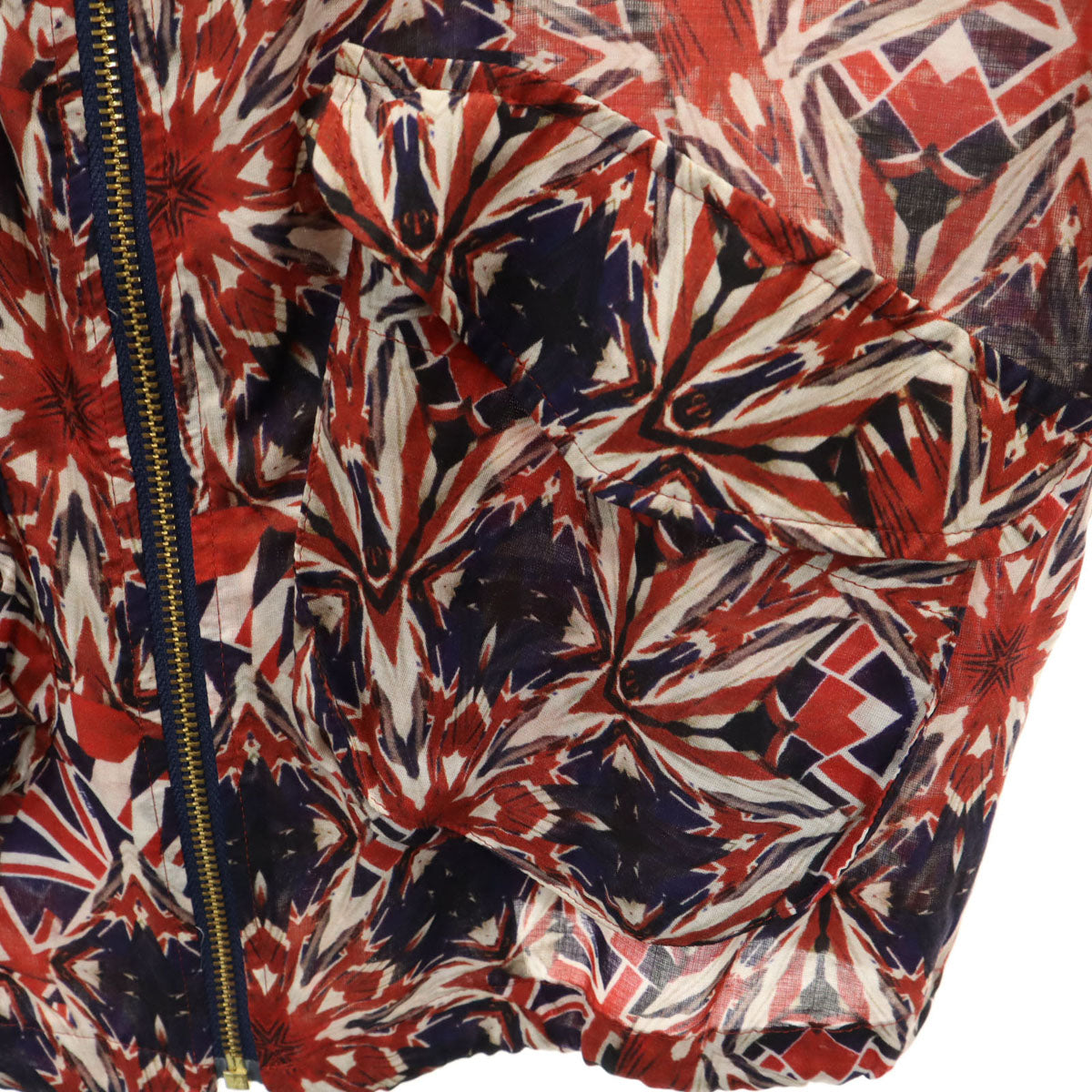 Paul+ Paul Smith ポールプラス ポールスミス 総柄 ショート丈 シアー ブルゾン 38 レッド ジャケット ロールアップ袖 レディース