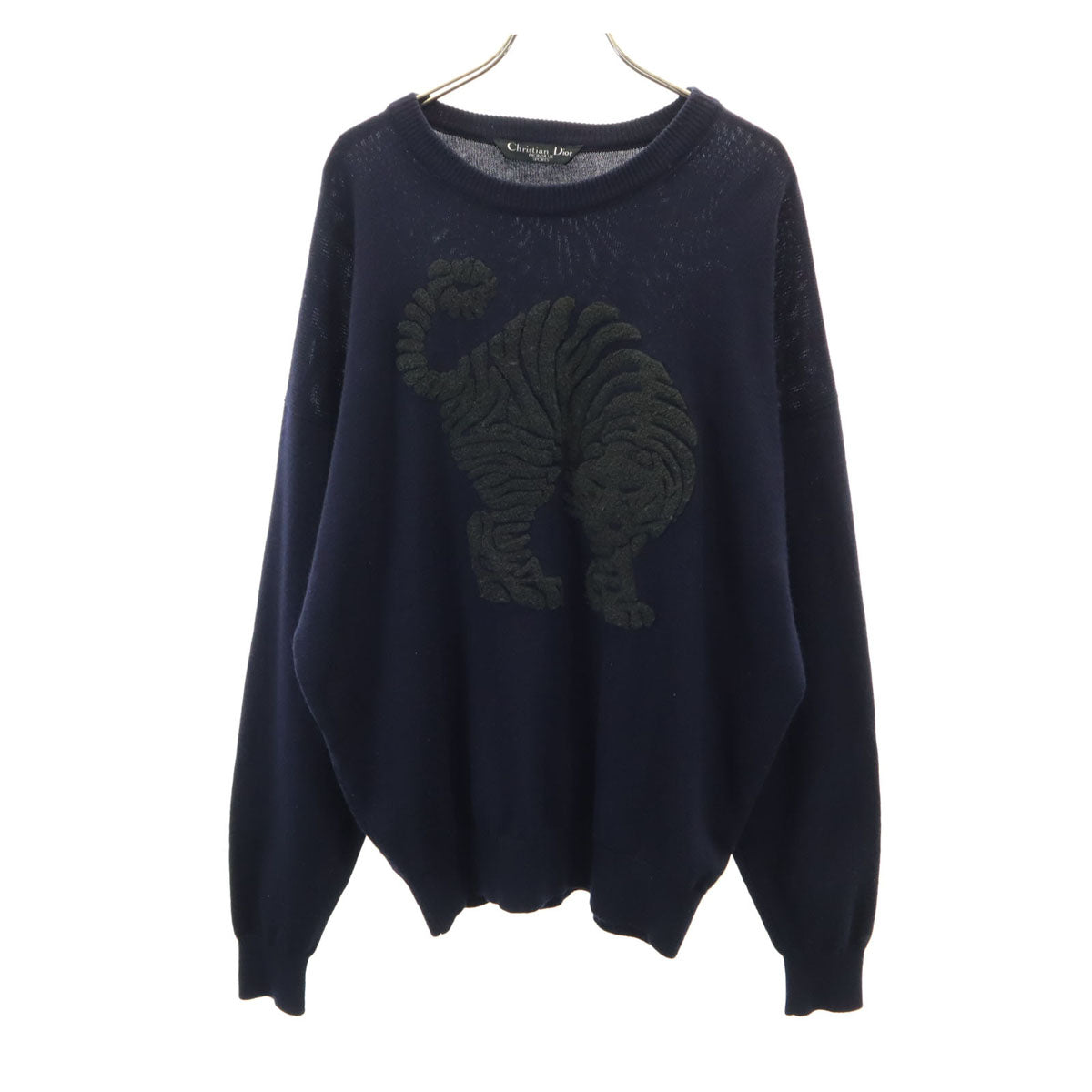 Christian Dior MONSIEUR SPORTS クリスチャンディオール ムッシュ スポーツ 90s オールド タイガー 長袖 セーター LL ネイビー ニット メンズ