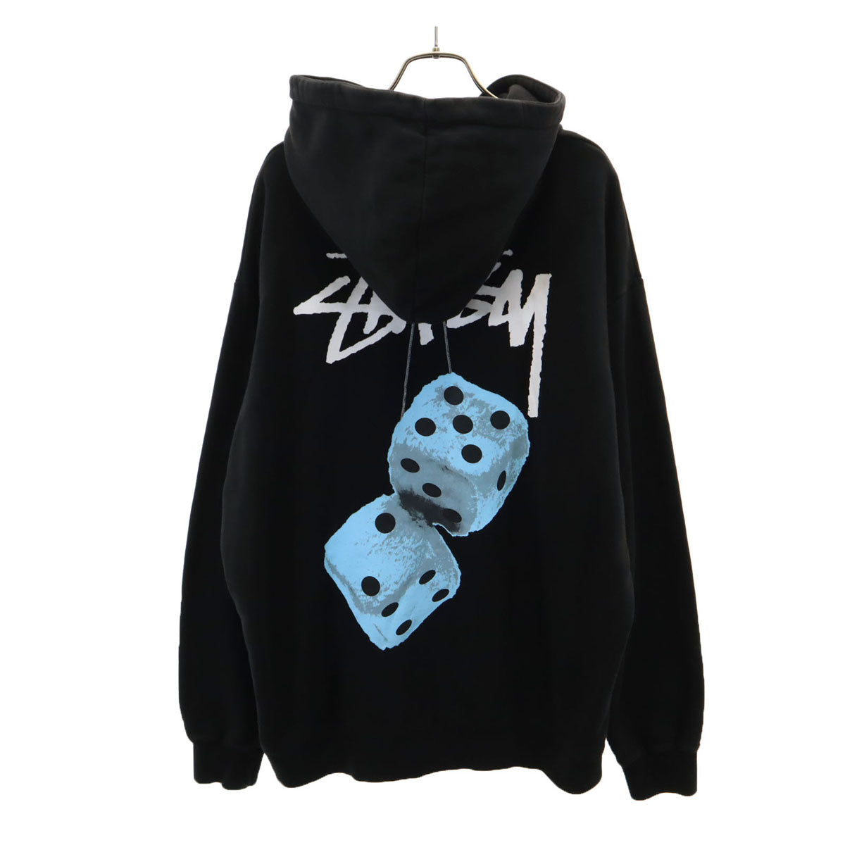 STUSSY ステューシー バックロゴ 長袖 スウェットパーカー LL ブラック 裏起毛 メンズ