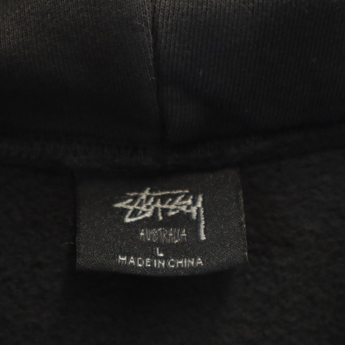STUSSY ステューシー バックロゴ 長袖 スウェットパーカー LL ブラック 裏起毛 メンズ