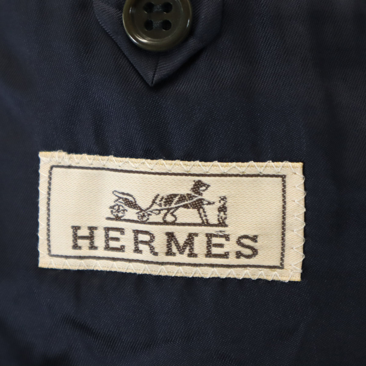 HERMES エルメス イタリア製 テーラードジャケット 52 ネイビー ブレザー メンズ