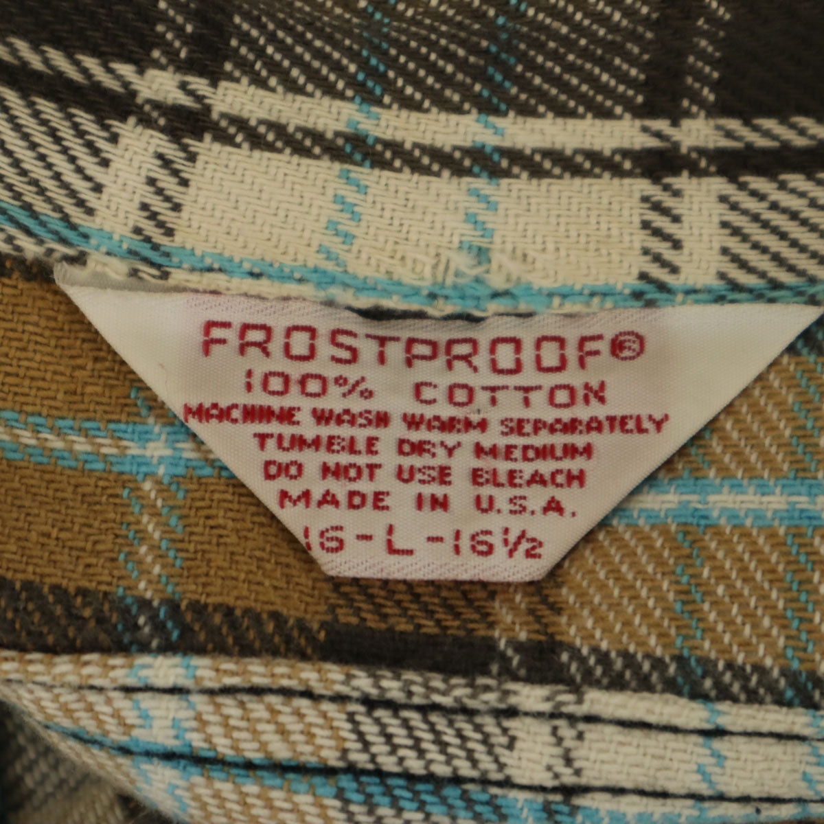 FROST PROOF フローストプルーフ 80s USA製 ヴィンテージ チェック柄 長袖 ネルシャツ L ブラウン系 メンズ