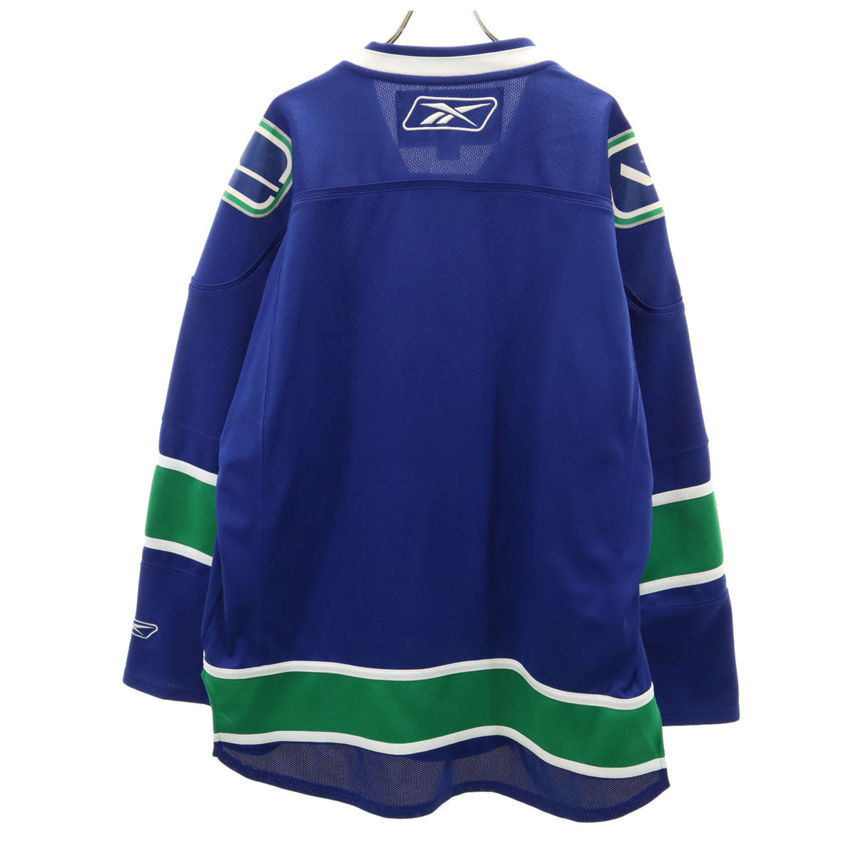 Reebok リーボック NHL バンクーバー・カナックス 長袖 ゲーム シャツ XL 青紺 ホッケー Vancouver Canucks メンズ