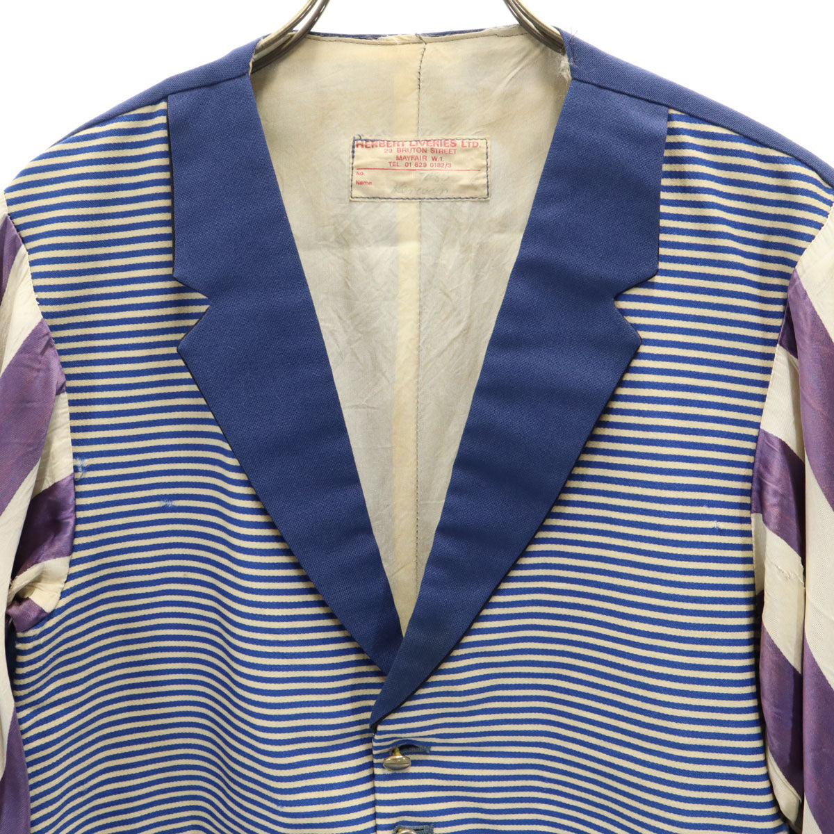 HERBERT LIVERIES LTD. 40s ヴィンテージ ボーダー柄 テーラードジャケット ネイビー レディース