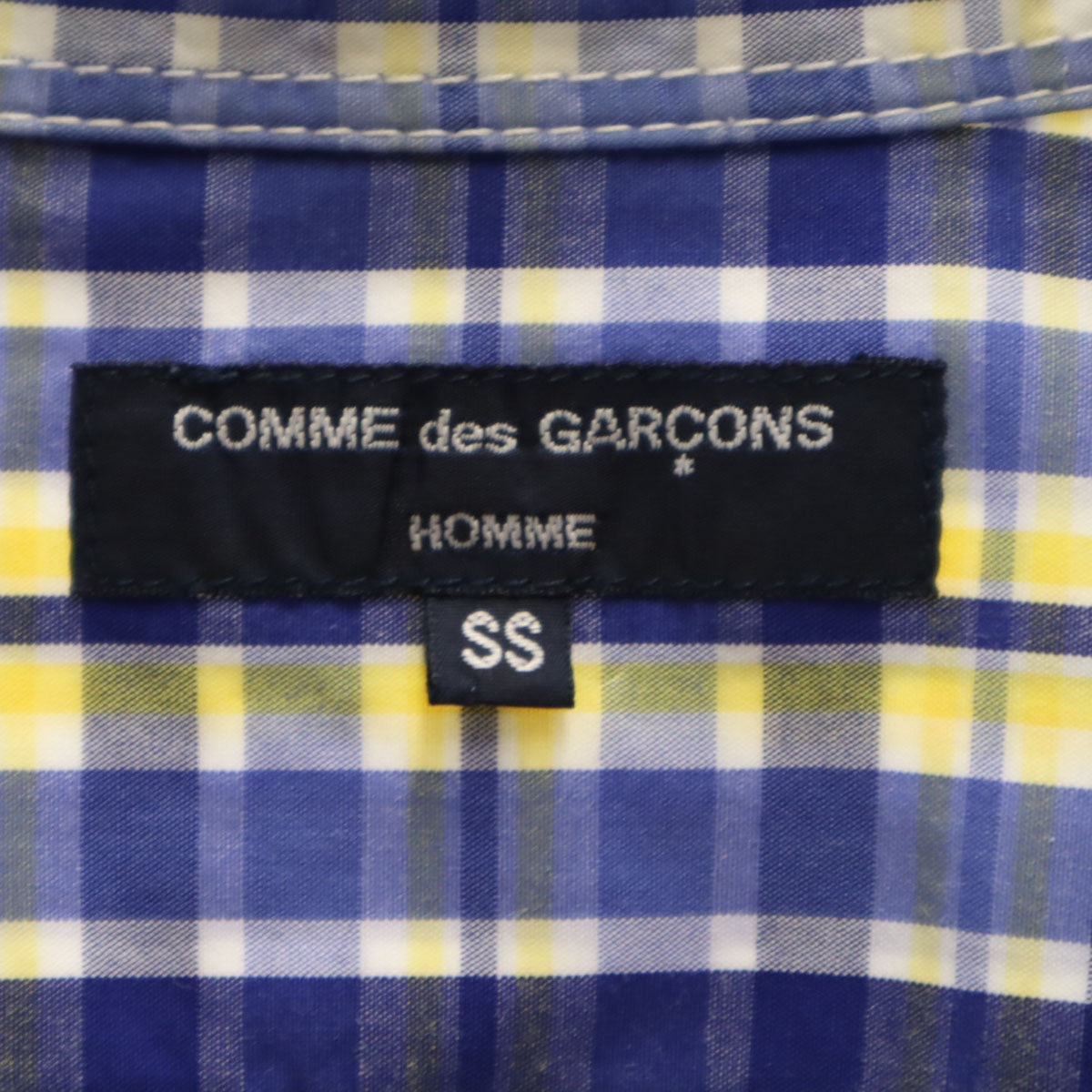 COMME des GARCONS HOMME コムデギャルソンオム 2007年 日本製 チェック柄 長袖 コットンシャツ SS ブルー系 メンズ