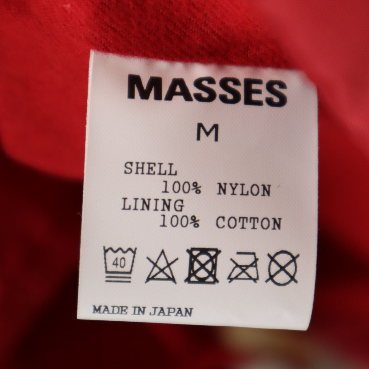 未使用 MASSES マシス 日本製 ポークチョップ コーチジャケット M 赤 メンズ