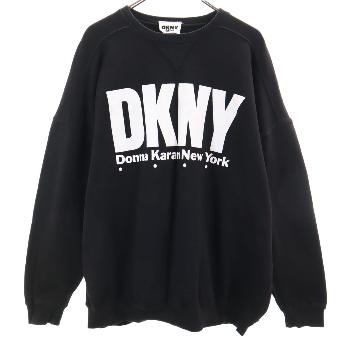 DKNY JEANS ダナキャランニューヨークジーンズ 90s オールド 長袖 スウェット トレーナー F 黒 裏起毛 メンズ