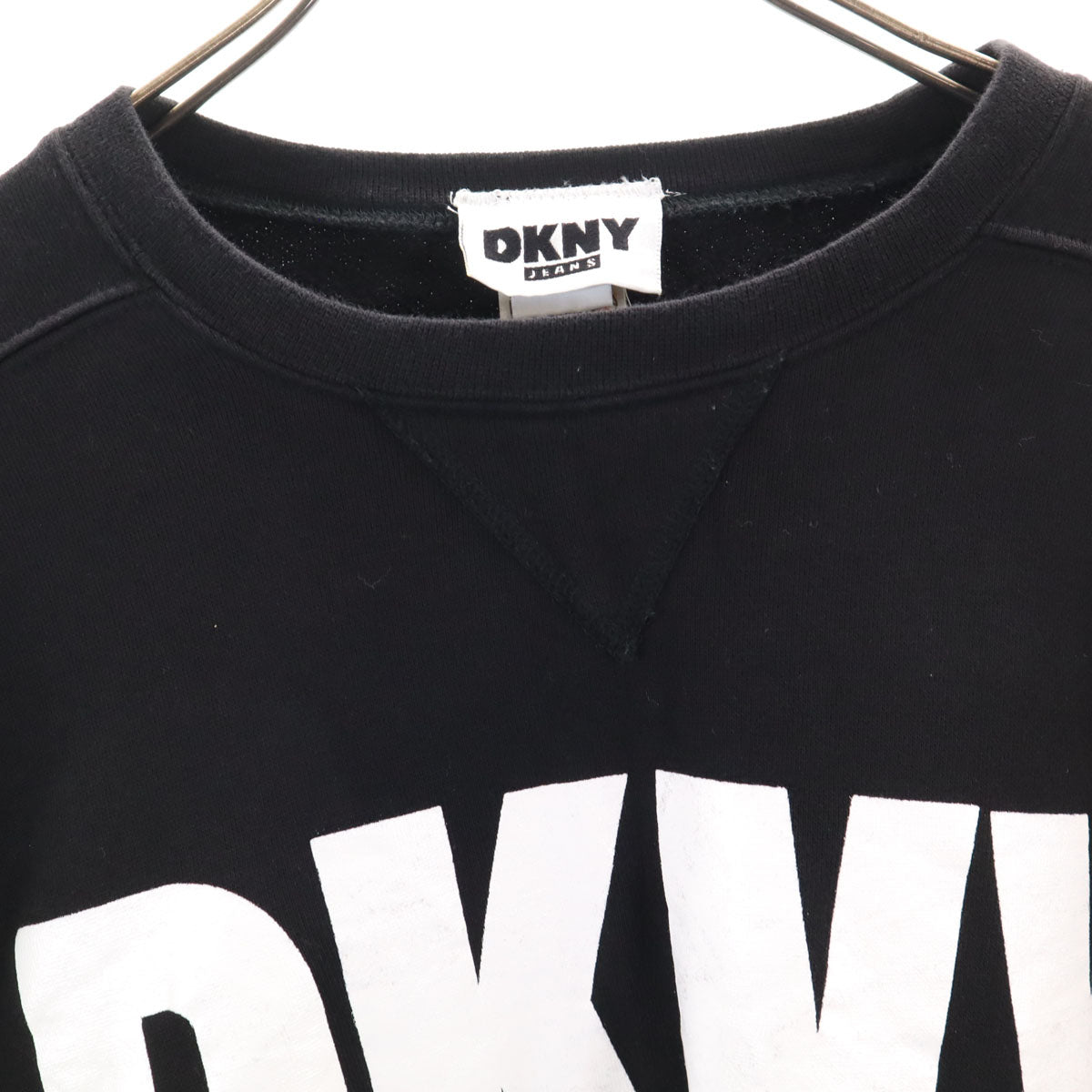 DKNY JEANS ダナキャランニューヨークジーンズ 90s オールド 長袖 スウェット トレーナー F 黒 裏起毛 メンズ