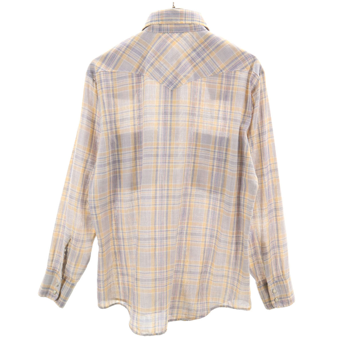 JC PENNEY ジェーシーペニー 70s ヴィンテージ チェック柄 長袖 ウエスタンシャツ M グレー系 メンズ