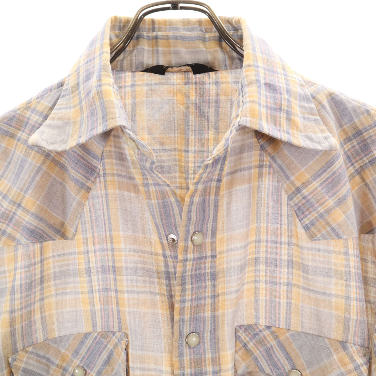 JC PENNEY ジェーシーペニー 70s ヴィンテージ チェック柄 長袖 ウエスタンシャツ M グレー系 メンズ